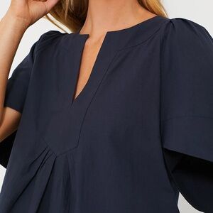 Pomander place navy flutter sleeve top.